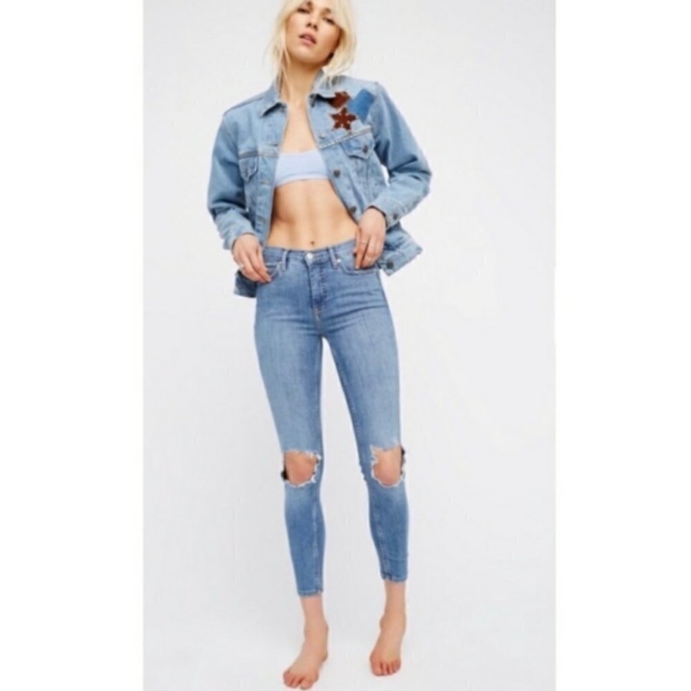 Free People Womens Jeans Distressed Skinny Size 24